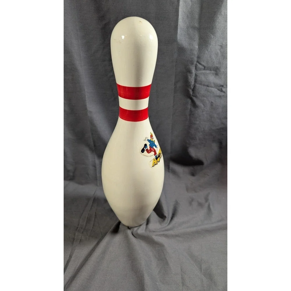 HAPPY BIRTHDAY Party Clown Bowling Pin RED  Stripe - Real Standard Bowling Pin